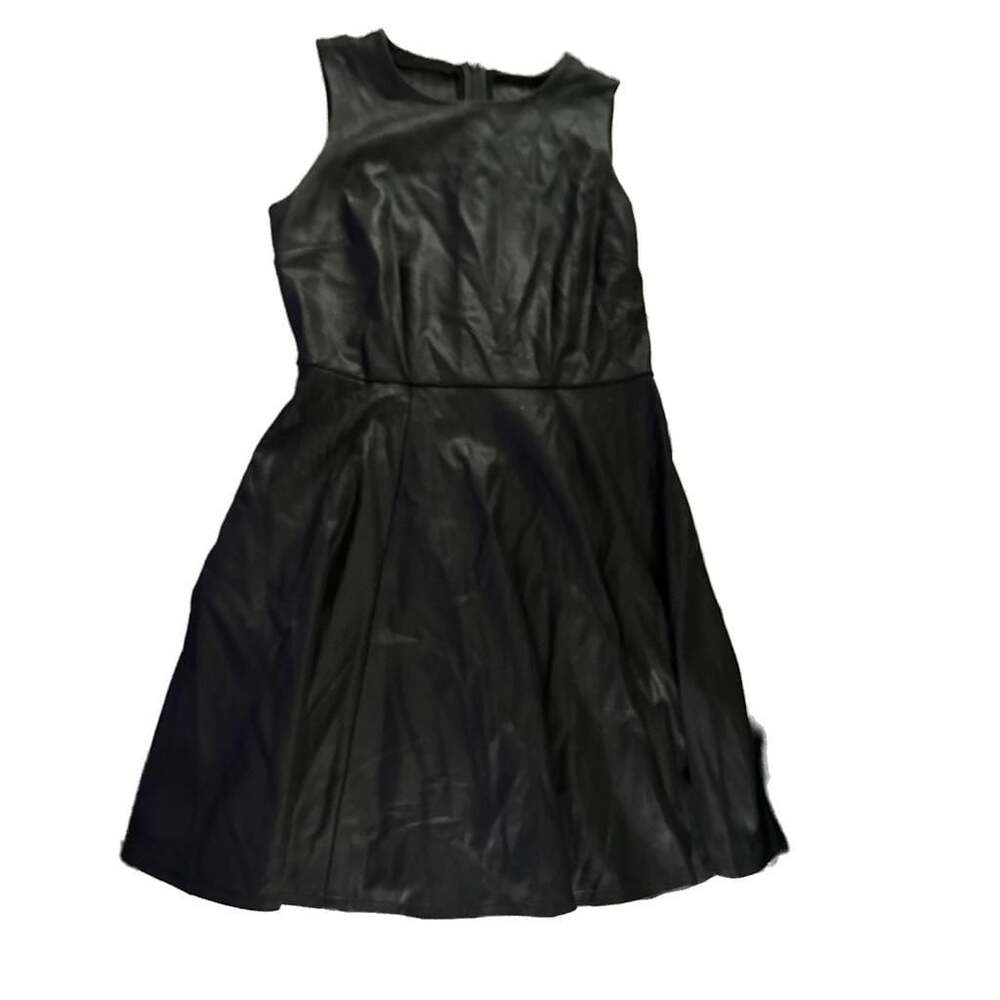 NWT Jennifer Lopez Dress City Lights Sheath Black Sleeveless Faux Leather Sz 8